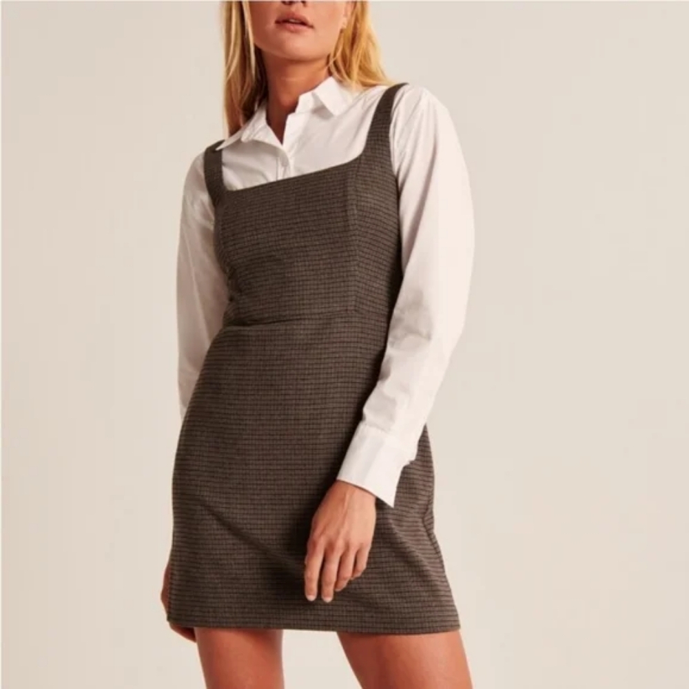 Office siren tweed look pinafore dress